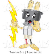 Vector Illustration of a Cartoon Electric Plug Mascot Whispering by Mascot Junction