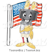 Vector Illustration of a Cartoon Electric Plug Mascot with an American Flag by Mascot Junction