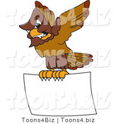 Vector Illustration of a Cartoon Falcon Mascot Character Carrying a Blank Sign by Mascot Junction