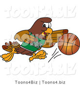 Vector Illustration of a Cartoon Falcon Mascot Character Dribbling a Basketball by Mascot Junction