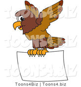 Vector Illustration of a Cartoon Falcon Mascot Character Flying a Blank Sign by Mascot Junction