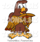 Vector Illustration of a Cartoon Falcon Mascot Character Holding a Shark Tooth by Mascot Junction