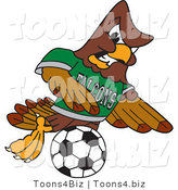 Vector Illustration of a Cartoon Falcon Mascot Character Kicking a Soccer Ball by Mascot Junction