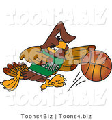 Vector Illustration of a Cartoon Falcon Mascot Character Playing Basketball by Mascot Junction