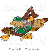 Vector Illustration of a Cartoon Falcon Mascot Character Playing Football by Mascot Junction
