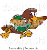 Vector Illustration of a Cartoon Falcon Mascot Character Running with a Football by Toons4Biz