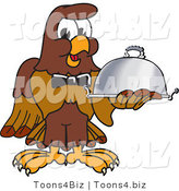 Vector Illustration of a Cartoon Falcon Mascot Character Serving a Platter by Mascot Junction