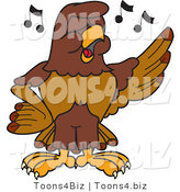 Vector Illustration of a Cartoon Falcon Mascot Character Singing by Mascot Junction