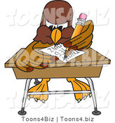 Vector Illustration of a Cartoon Falcon Mascot Character Taking a Quiz by Mascot Junction