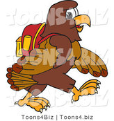 Vector Illustration of a Cartoon Falcon Mascot Character Walking to School by Mascot Junction