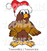 Vector Illustration of a Cartoon Falcon Mascot Character Wearing a Santa Hat by Toons4Biz