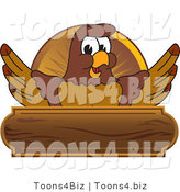 Vector Illustration of a Cartoon Falcon Mascot Character Wooden Plaque by Mascot Junction