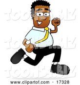 Vector Illustration of a Cartoon Fast Black Business Man Mascot Running by Mascot Junction