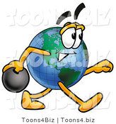 Vector Illustration of a Cartoon Globe Mascot Holding a Bowling Ball by Mascot Junction