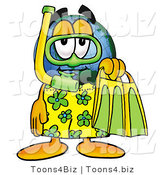 Vector Illustration of a Cartoon Globe Mascot in Green and Yellow Snorkel Gear by Mascot Junction