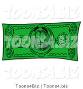 Vector Illustration of a Cartoon Globe Mascot on a Dollar Bill by Mascot Junction
