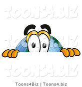 Vector Illustration of a Cartoon Globe Mascot Peeking over a Surface by Mascot Junction