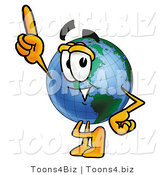 Vector Illustration of a Cartoon Globe Mascot Pointing Upwards by Mascot Junction