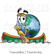 Vector Illustration of a Cartoon Globe Mascot Rowing a Boat by Mascot Junction
