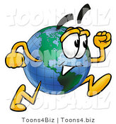 Vector Illustration of a Cartoon Globe Mascot Running by Toons4Biz