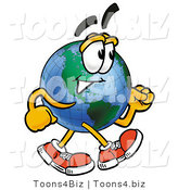 Vector Illustration of a Cartoon Globe Mascot Speed Walking by Mascot Junction