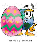 Vector Illustration of a Cartoon Globe Mascot Standing Beside an Easter Egg by Mascot Junction