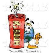 Vector Illustration of a Cartoon Globe Mascot Standing with a Lit Stick of Dynamite by Mascot Junction