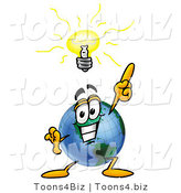 Vector Illustration of a Cartoon Globe Mascot with a Bright Idea by Mascot Junction