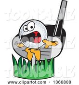 Vector Illustration of a Cartoon Golf Ball Sports Mascot Being Whacked by a Club by Toons4Biz