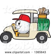 Vector Illustration of a Cartoon Golf Ball Sports Mascot Driving a Cart by Toons4Biz