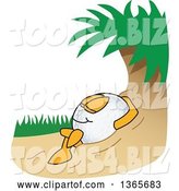 Vector Illustration of a Cartoon Golf Ball Sports Mascot Relaxing in a Sand Trap by Mascot Junction