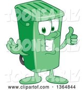 Vector Illustration of a Cartoon Green Rolling Trash Can Mascot Giving a Thumb up by Mascot Junction