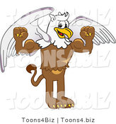 Vector Illustration of a Cartoon Griffin Mascot Flexing by Mascot Junction