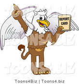 Vector Illustration of a Cartoon Griffin Mascot Holding a Report Card by Mascot Junction