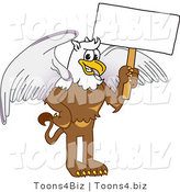 Vector Illustration of a Cartoon Griffin Mascot Holding a White Sign by Mascot Junction