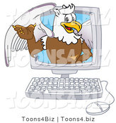 Vector Illustration of a Cartoon Griffin Mascot in a Computer by Mascot Junction