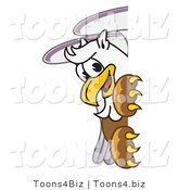 Vector Illustration of a Cartoon Griffin Mascot Looking Around a Sign by Mascot Junction