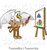 Vector Illustration of a Cartoon Griffin Mascot Painting a Canvas by Mascot Junction