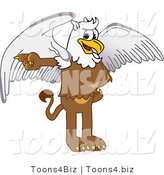 Vector Illustration of a Cartoon Griffin Mascot Pointing Left by Mascot Junction