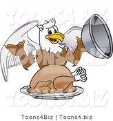Vector Illustration of a Cartoon Griffin Mascot Serving a Thanksgiving Turkey by Toons4Biz