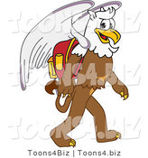 Vector Illustration of a Cartoon Griffin Mascot Walking to School by Mascot Junction