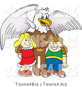 Vector Illustration of a Cartoon Griffin Mascot with Students by Mascot Junction
