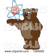 Vector Illustration of a Cartoon Grizzly Bear School Mascot Holding an Atom by Mascot Junction
