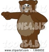 Vector Illustration of a Cartoon Grizzly Bear School Mascot Pointing by Mascot Junction