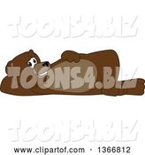 Vector Illustration of a Cartoon Grizzly Bear School Mascot Resting on His Side by Mascot Junction