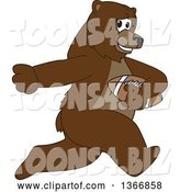 Vector Illustration of a Cartoon Grizzly Bear School Mascot Running with an American Football by Mascot Junction