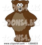Vector Illustration of a Cartoon Grizzly Bear School Mascot Standing with His Hands on His Hips by Toons4Biz