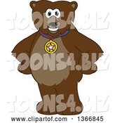Vector Illustration of a Cartoon Grizzly Bear School Mascot Wearing a Sports Medal by Mascot Junction
