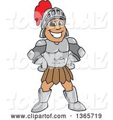 Vector Illustration of a Cartoon Happy Grinning Armored Knight Standing with Hands on His Hips by Mascot Junction