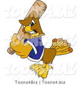 Vector Illustration of a Cartoon Hawk Mascot Character Baseball Player by Mascot Junction